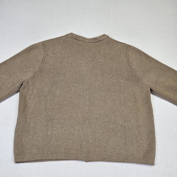 JCrew Women L Lady Jacket Cardigan Sweater Gold Button Brown Quiet Luxury Cotton - Picture 4 of 16